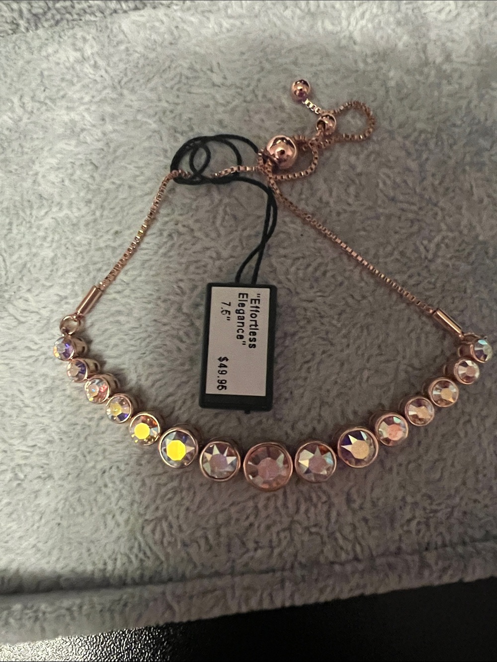 Elegance Rose Gold Crystal Adjustable Bracelet - Effortless Sparkle - AB crystal